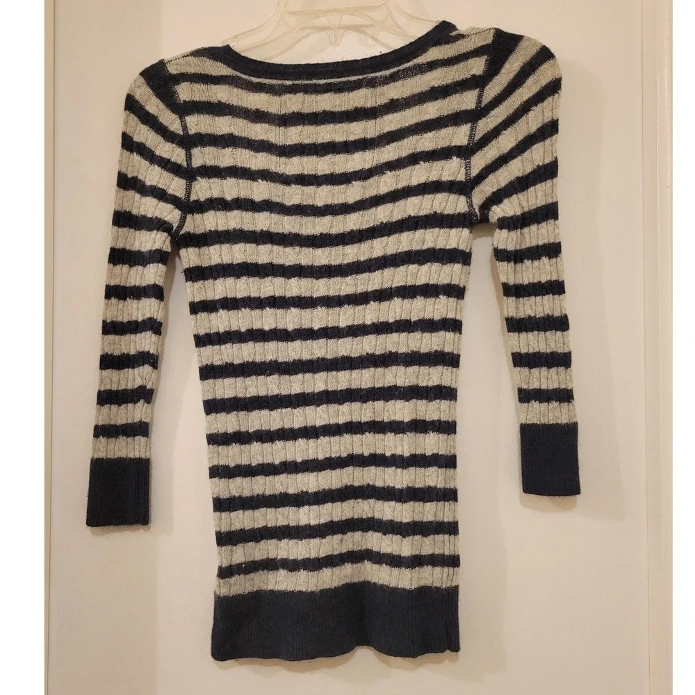 Y2K Abercrombie & Fitch Navy White Striped Knit Sweater Bella Swan Twilight XS
